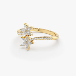 Bague en diamant taille marquise et ronde en forme de fleur, cadeau pour maman