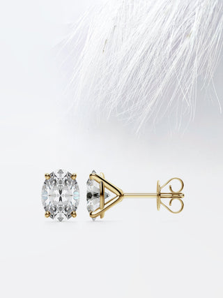 Boucles d'oreilles ovales en diamant et moissanite pour femmes 