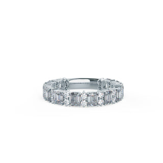 2.25ctw Emerald Cut & Round Moissanite 3/4Eternity Wedding Band