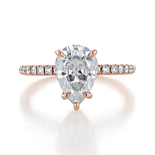 1.80CT Pear Cut Hidden Halo Moissanite Engagement Ring in 18K Rose Gold - ELITE CARAT