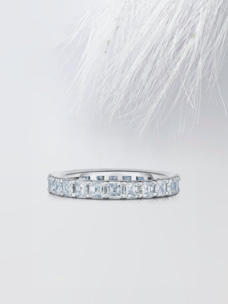 Alliance de mariage en or blanc avec diamants Asscher de 1,92 ct et moissanite