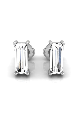 Boucles d'oreilles à tige en diamants et moissanite taille baguette pour elle