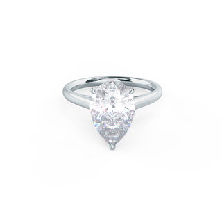 4.0ct Pear Cut Moissanite Diamond Cathedral Solitare Engagement Ring - ELITE CARAT