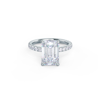 2.15CT Emerald Cut Moissanite Classic Pave Diamond Engagement Ring - ELITE CARAT