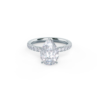 Bague de fiançailles en forme de poire avec halo caché en moissanite et diamants pavés de 2,25 ct