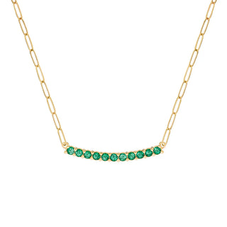 0.45CT Round Emerald Diamond May Birthstone Necklace