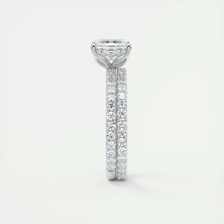 Bague de fiançailles avec diamants en moissanite taille Asscher pavée de 2,03 ct 