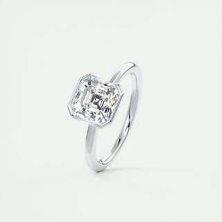 2.03CT Asscher Half Bezel Moissanite Diamond Engagement Ring