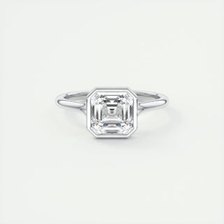 2.03CT Bezel Set Asscher Cut Solitaire Moissanite Engagement Ring