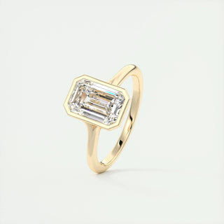 2.03CT Emerald Cut Bezel Moissanite Diamond Engagement Ring