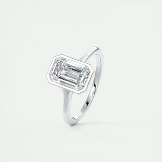 2.03CT Emerald Cut Bezel Moissanite Diamond Engagement Ring