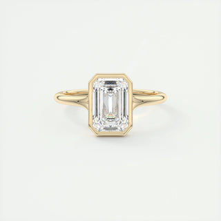 2.03CT Emerald Cut Bezel Moissanite Diamond Engagement Ring