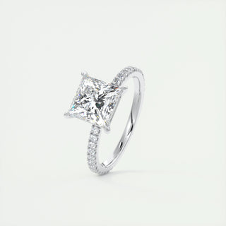 2.08CT Princess Cut Pave Moissanite Diamond Engagement Ring