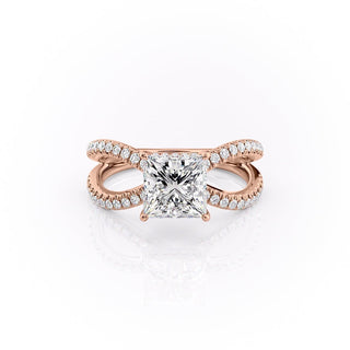 Bague de fiançailles en moissanite à tige fendue et taille princesse de 2,08 ct