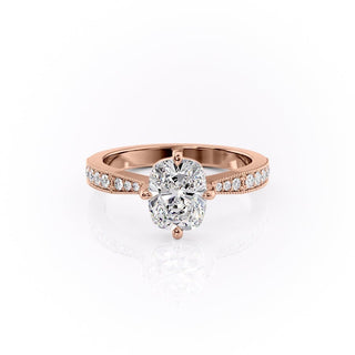 Bague de fiançailles en moissanite pavée à coupe coussin allongée de 2,0 ct 