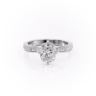 Bague de fiançailles en moissanite pavée à coupe coussin allongée de 2,0 ct 