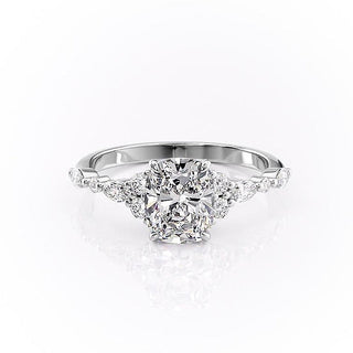 2.0CT Elongated Cushion Cut Cluster Moissanite Diamond Engagement Ring