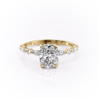 Bague de fiançailles en moissanite taille coussin allongée de 2,0 ct avec sertissage pavé délicat 