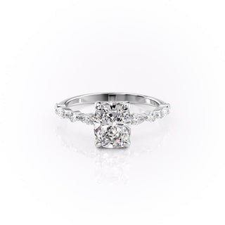 2.0CT Elongated Cushion Cut Dainty Pave Setting Moissanite Engagement Ring