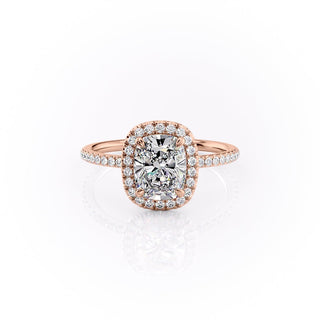 Bague de fiançailles en moissanite taille coussin allongée 2,0 ct sertie de pavés 