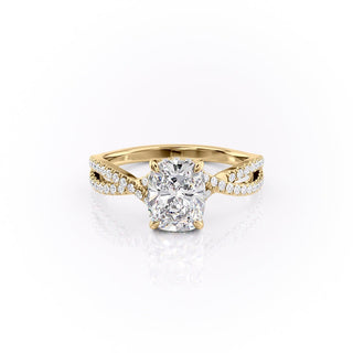 Bague de fiançailles en moissanite à tige fendue et taille coussin allongée de 2,0 ct 