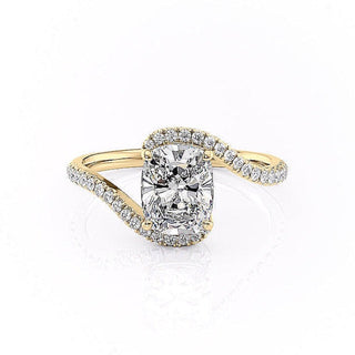 Bague de fiançailles en moissanite taille coussin allongée de 2,0 ct avec monture tendue