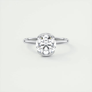 2.0CT Half Bezel Round Cut Solitaire Moissanite Engagement Ring