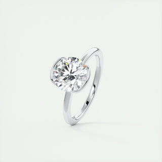 Bague de fiançailles en moissanite solitaire taille ronde à demi-lunette de 2,0 ct 