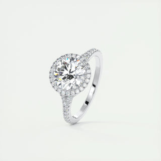 2.0CT Round Cut Halo Moissanite Diamond Engagement Ring