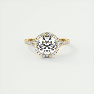 2.0CT Round Cut Halo Moissanite Diamond Engagement Ring