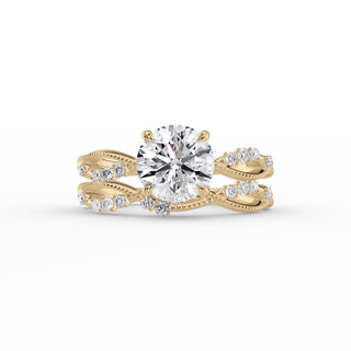 2.0 - 4.0 CT Round Cut CVD Diamond Twisted Engagement Ring