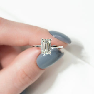 2.0 - 3.0 CT Emerald Cut CVD Diamond Solitaire Engagement Ring