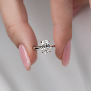 Bague de fiançailles avec diamant solitaire CVD taille ovale de 2,0 à 4,0 ct