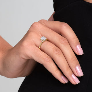 Bague de fiançailles en forme de princesse avec halo caché de 1,0 à 3,0 carats