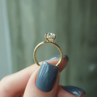 Bague de fiançailles avec halo caché et pavé de diamants CVD taille poire de 1,0 à 3,0 ct