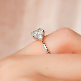 2.0 - 4.0 CT Elongated Cushion Cut CVD Diamond Three Stone Style Engagement Ring