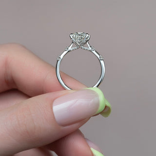 Anillo de compromiso de estilo delicado con diamantes de corte princesa CVD de 1,0 a 3,50 quilates