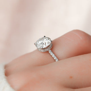 2.0 - 4.0 CT Round Cut CVD Diamond Hidden Halo & Pave Engagement Ring