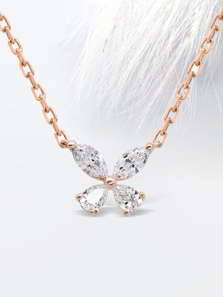 Collier papillon en diamants et moissanite taille marquise pour femme