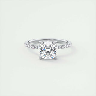 2.15CT Cushion Cut Diamond Pave Moissanite Engagement Ring