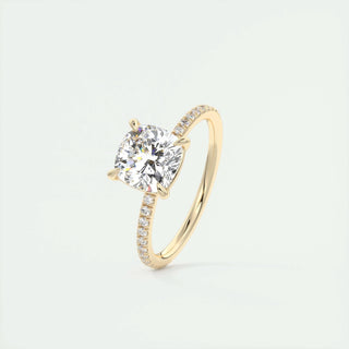 2.15CT Cushion Cut Diamond Pave Moissanite Engagement Ring