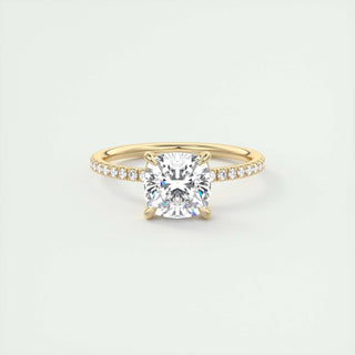 2.15CT Cushion Cut Diamond Pave Moissanite Engagement Ring