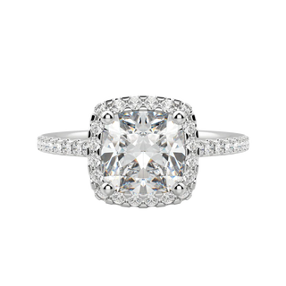 Bague de fiançailles en moissanite avec diamant halo taille coussin de 2,15 ct 