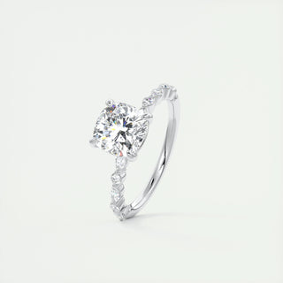 2.15CT Cushion Cut Pave Moissanite Diamond Engagement Ring