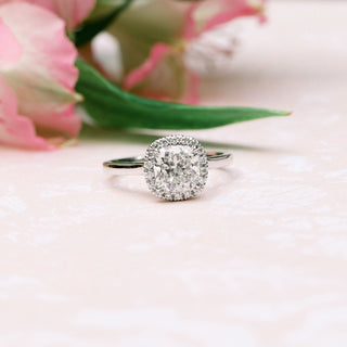 2.0CT Cushion Cut Moissanite Halo Diamond Engagement Ring - ELITE CARAT