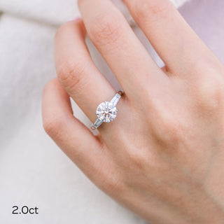 2.0CT Cathedral Set Round Moissanite Diamond Three Stone Engagement Ring