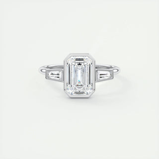 Bague de fiançailles en diamants à trois pierres en moissanite taille émeraude de 2,30 ct