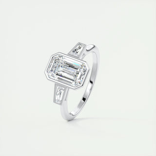 2.30CT Emerald Cut Three Stone Moissanite Diamond Engagement Ring