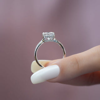 Bague de fiançailles style tige fendue avec diamant taille princesse CVD de 1,50 à 3,50 ct