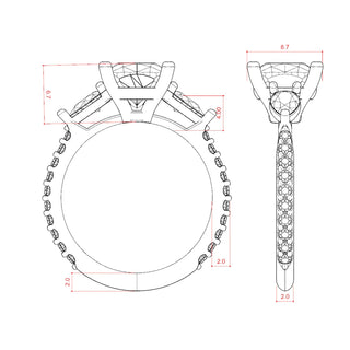 Anillo de compromiso con diamantes de moissanita de tres piedras en talla cojín de 2,54 quilates 